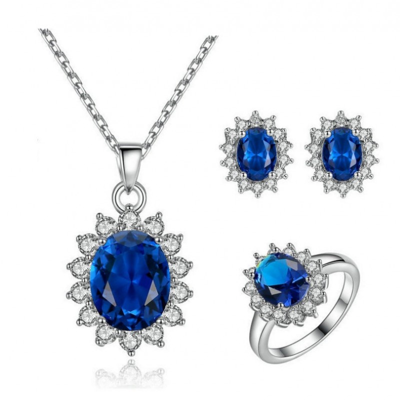 Elegant Necklace, Earrings, and Ring Collection Fe...