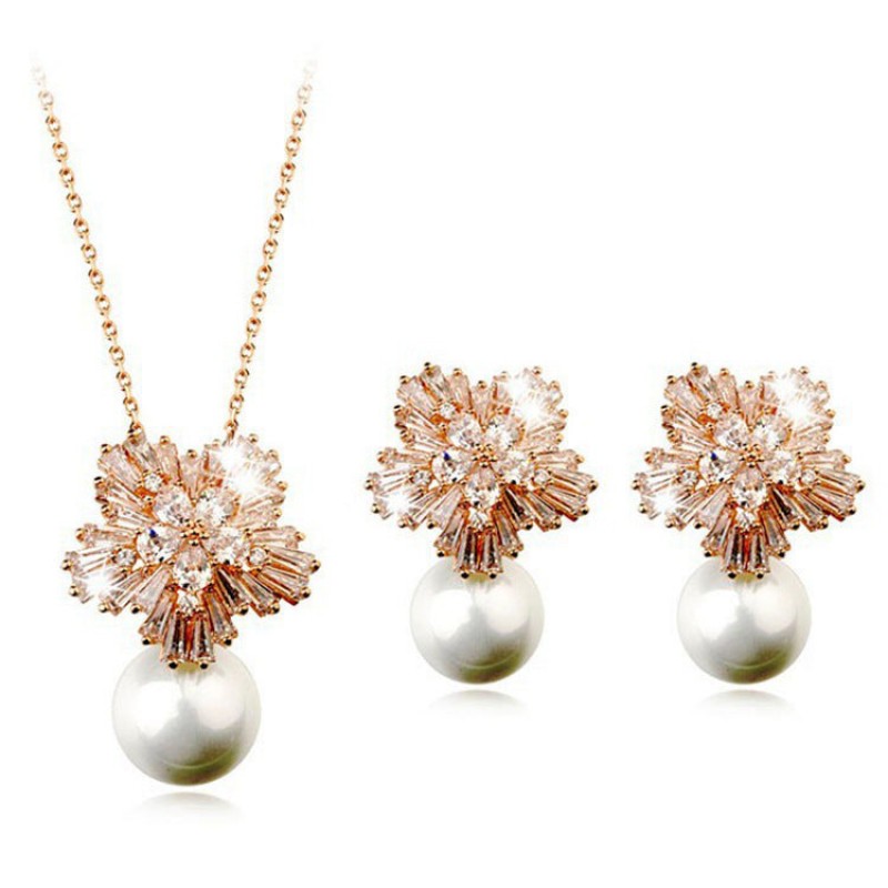 Gem Frost Necklace and Earrings Set, Dazzling Gemstone-Inlaid Design with Frosted Crystals for a Sophisticated, Icy Elegance