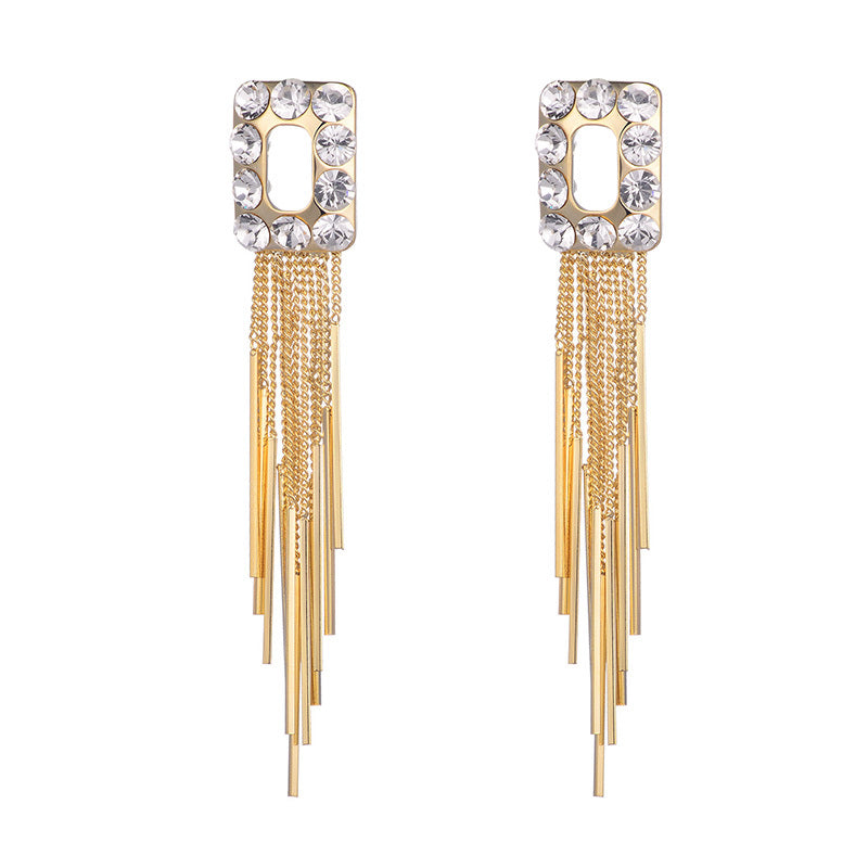 Personality Exaggerated Tassel Earrings Bold Fashion-Forward Design with Electroplating for a Unique Statement Look