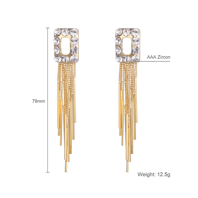 Personality Exaggerated Tassel Earrings Bold Fashion-Forward Design with Electroplating for a Unique Statement Look