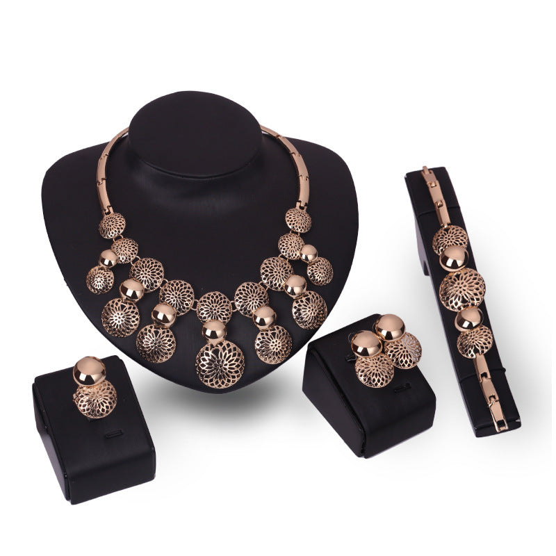 Crystal Veil Necklace and Earrings Set – Elegant...