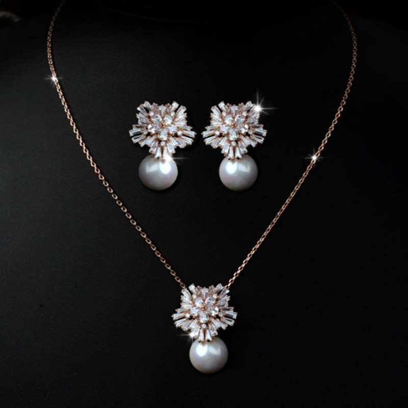 Gem Frost Necklace and Earrings Set, Dazzling Gemstone-Inlaid Design with Frosted Crystals for a Sophisticated, Icy Elegance