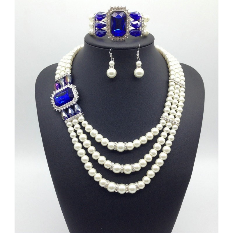 Gemstone Pearl Jewelry Set, Stunning Necklace and Earrings Featuring Radiant Pearls and Sparkling Gemstones for a Luxurious, Sophisticated Statement