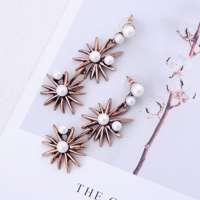 Pearl Flower Stud Earrings, Beautifully Crafted wi...