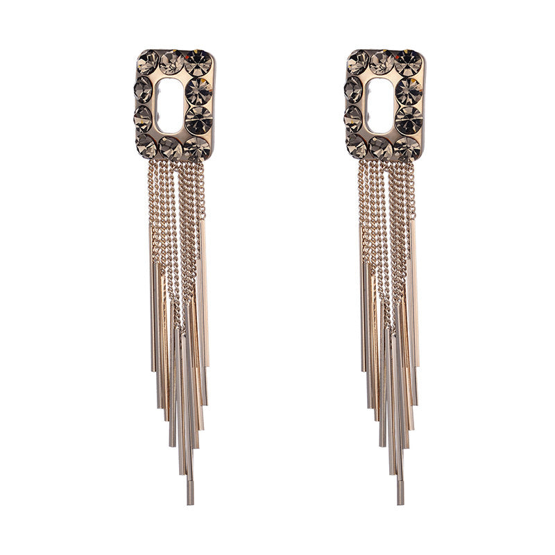 Personality Exaggerated Tassel Earrings Bold Fashion-Forward Design with Electroplating for a Unique Statement Look