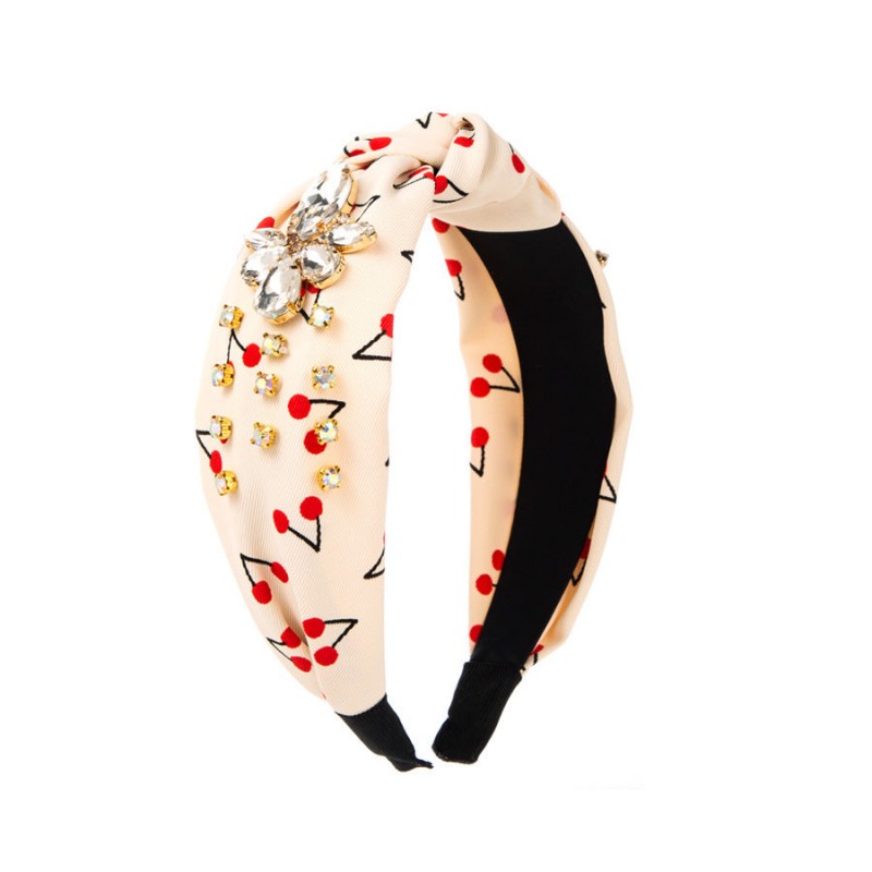 Cherry Print Fabric Headband with Mid-Knot Detail – Stylish Hair Accessory for Women