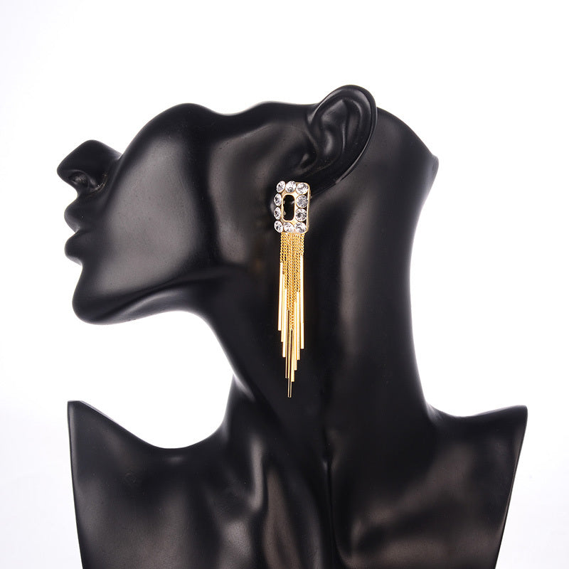 Personality Exaggerated Tassel Earrings Bold Fashion-Forward Design with Electroplating for a Unique Statement Look