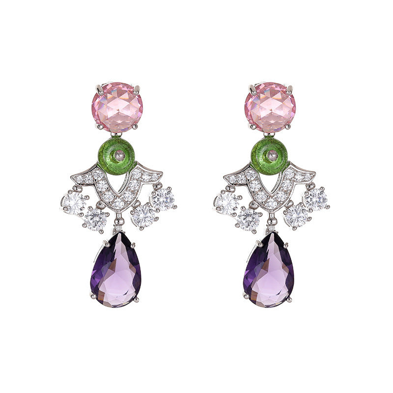 Temperament Starlight Earrings Elegant Star & Pear Shaped Design with Gold-Plated Accents and Artificial Gems