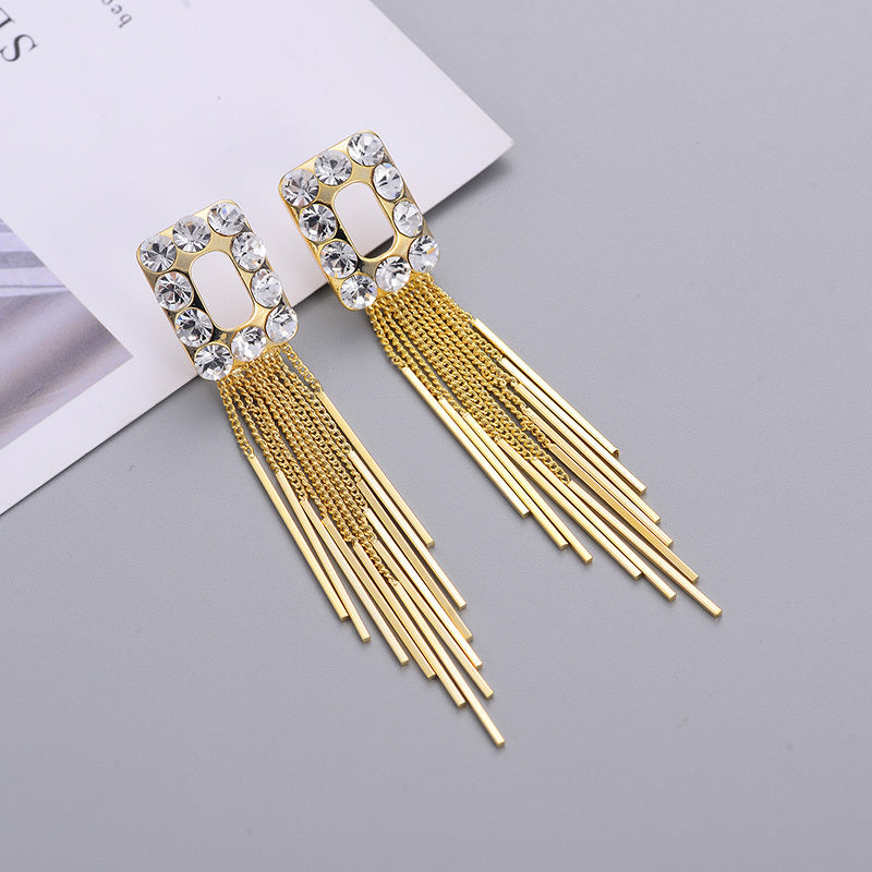 Personality Exaggerated Tassel Earrings Bold Fashion-Forward Design with Electroplating for a Unique Statement Look