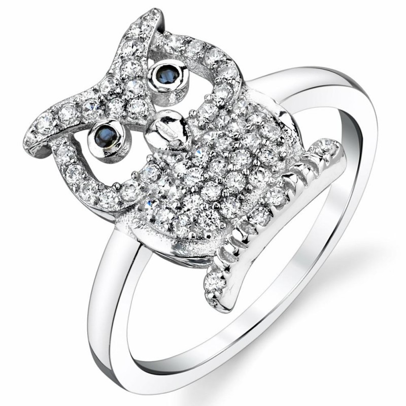 Womens Rings | Sterling Silver Wise Owl Ring with ...