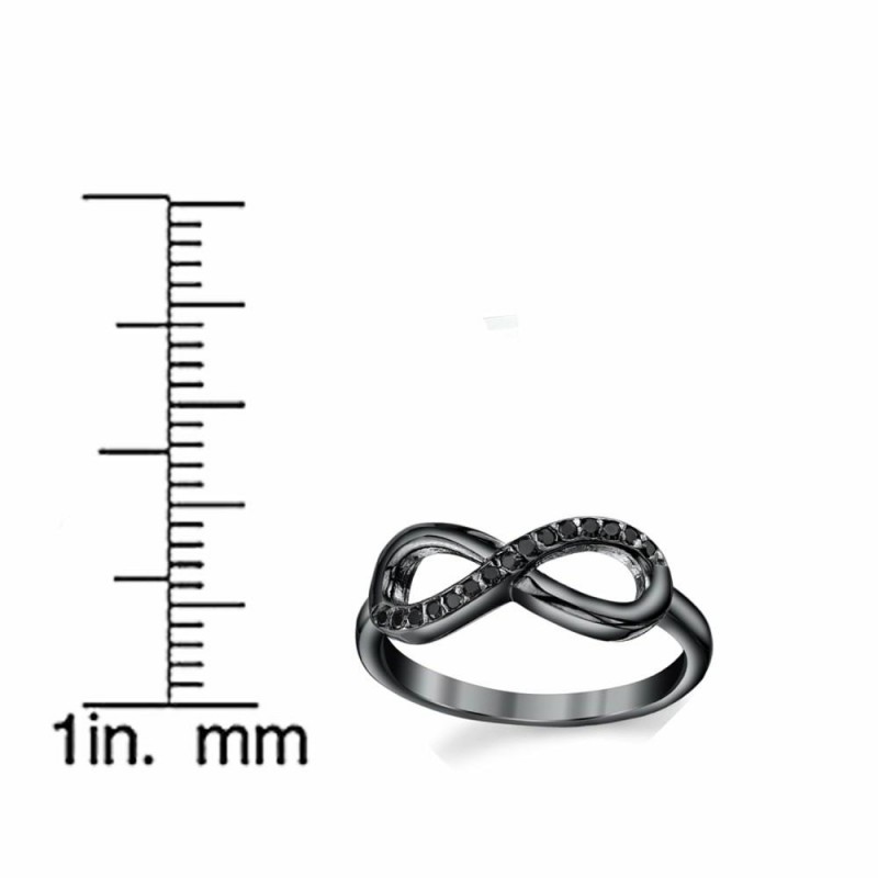 Womens Rings | Women's Black Sterling Silver 925 Infinity Ring Black Round Cut Cubic Zirconia