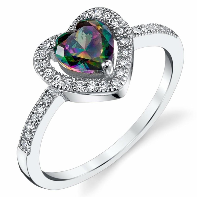 Womens Rings | Women's Heart Shape Mystic Rainbow ...