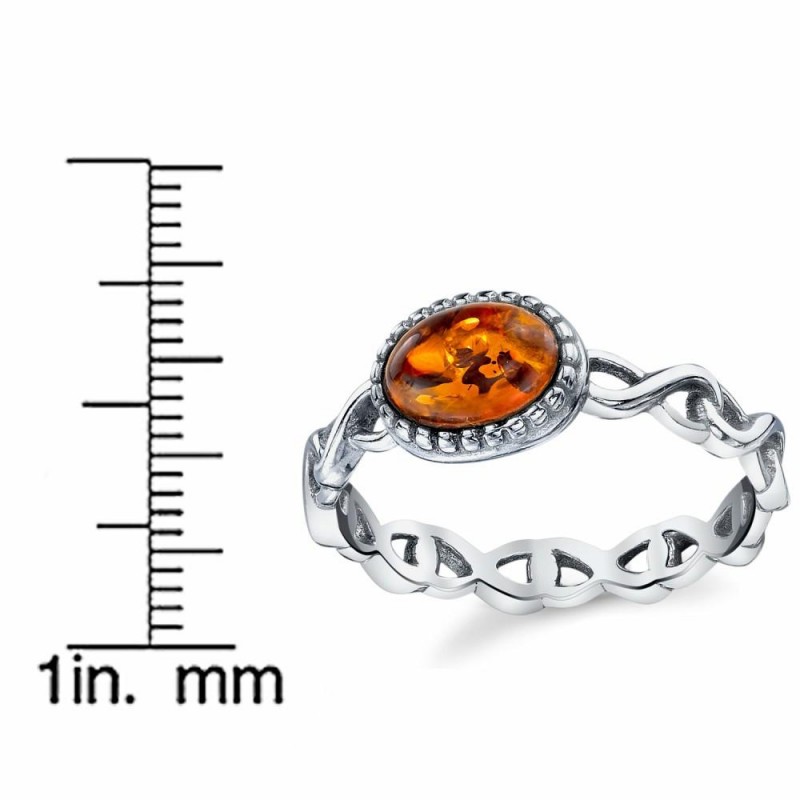 Womens Rings | Women's Infinity Design Sterling Silver Ring Baltic Amber Cognac Stone Sizes 5-9