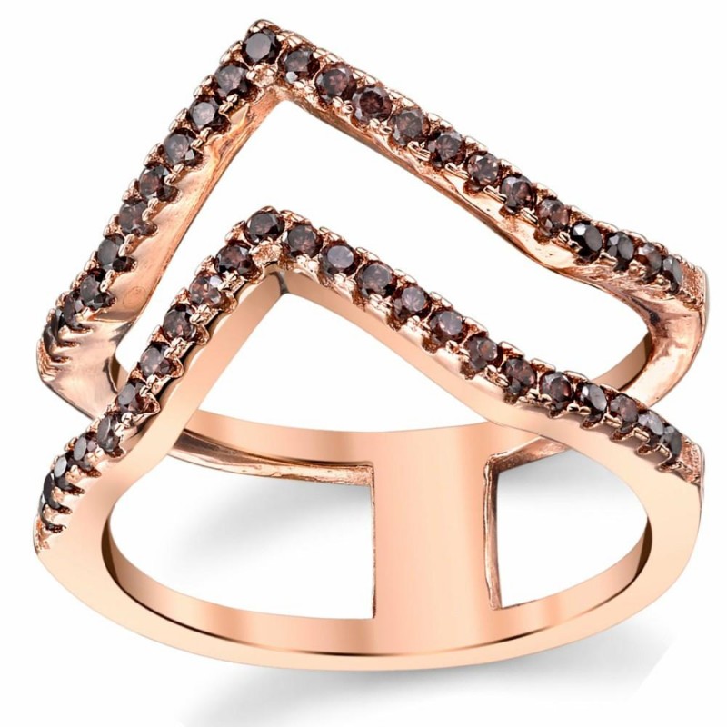 Womens Rings | Women's Rose Plated Sterling Silver .925 Ring Round Cut Brown Cubic Zirconia