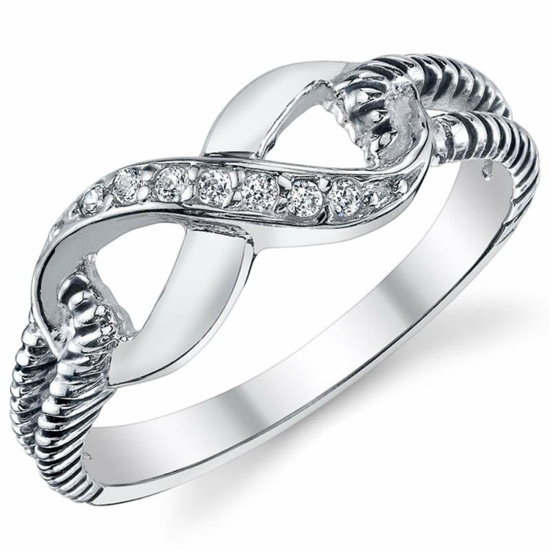 Women's 925 Sterling Silver Infinity Ring with Cub...