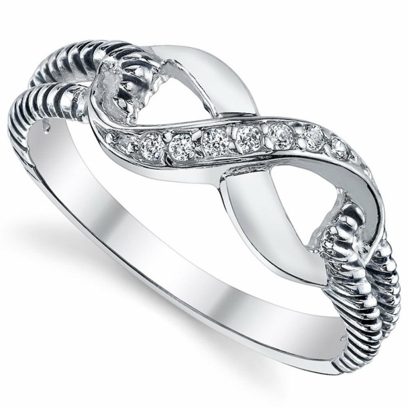 Women's 925 Sterling Silver Infinity Ring with Cubic Zirconia – Available in Sizes 5-10