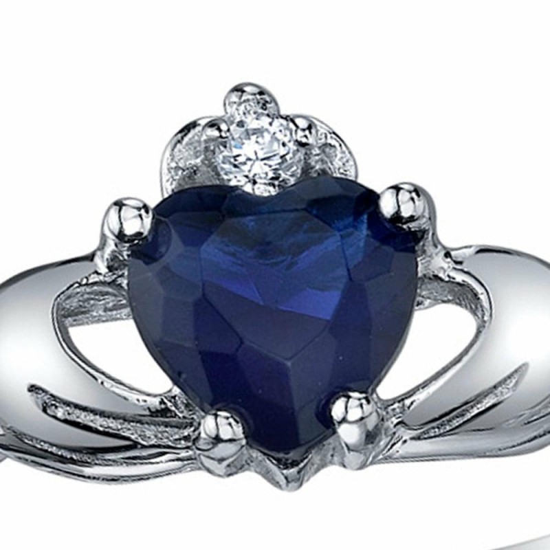 Womens Rings | Women's Sterling Silver 925 Irish Claddagh Friendship Love Simulated Sapphire Blue Heart Cubic Zirconia Ring