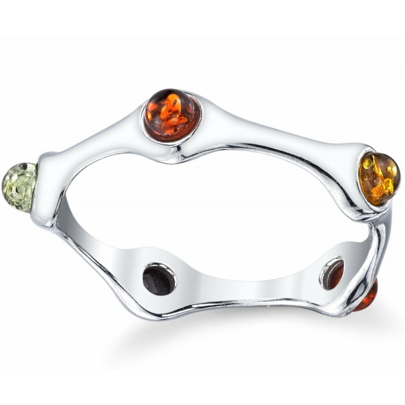 Womens Rings | Women's Sterling Silver Baltic Amber Bamboo Ring Wedding Band Cherry Honey Cognac Olive Colors