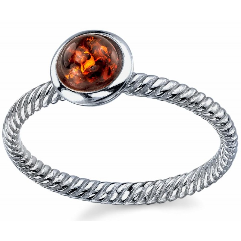 Womens Rings | Women's Sterling Silver Baltic Amber Ring Cognac Cabochon Twisted Design 5-9