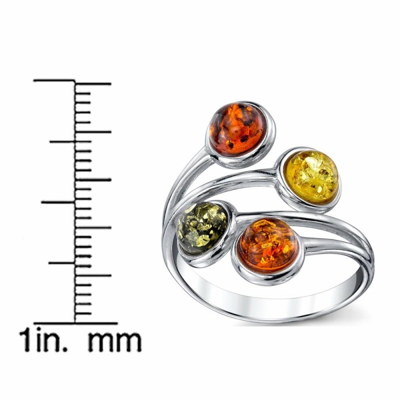 Womens Rings | Women's Sterling Silver Baltic Amber RingCabochon Cherry Honey Olive Cognac Sizes 5-9