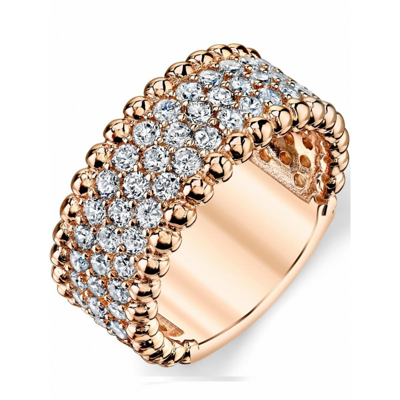 Womens Rings | Women's Three Row Round Cut Cubic Z...